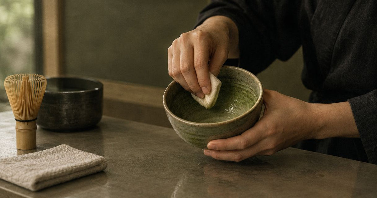 Cleaning a matcha bowl without damaging its surface