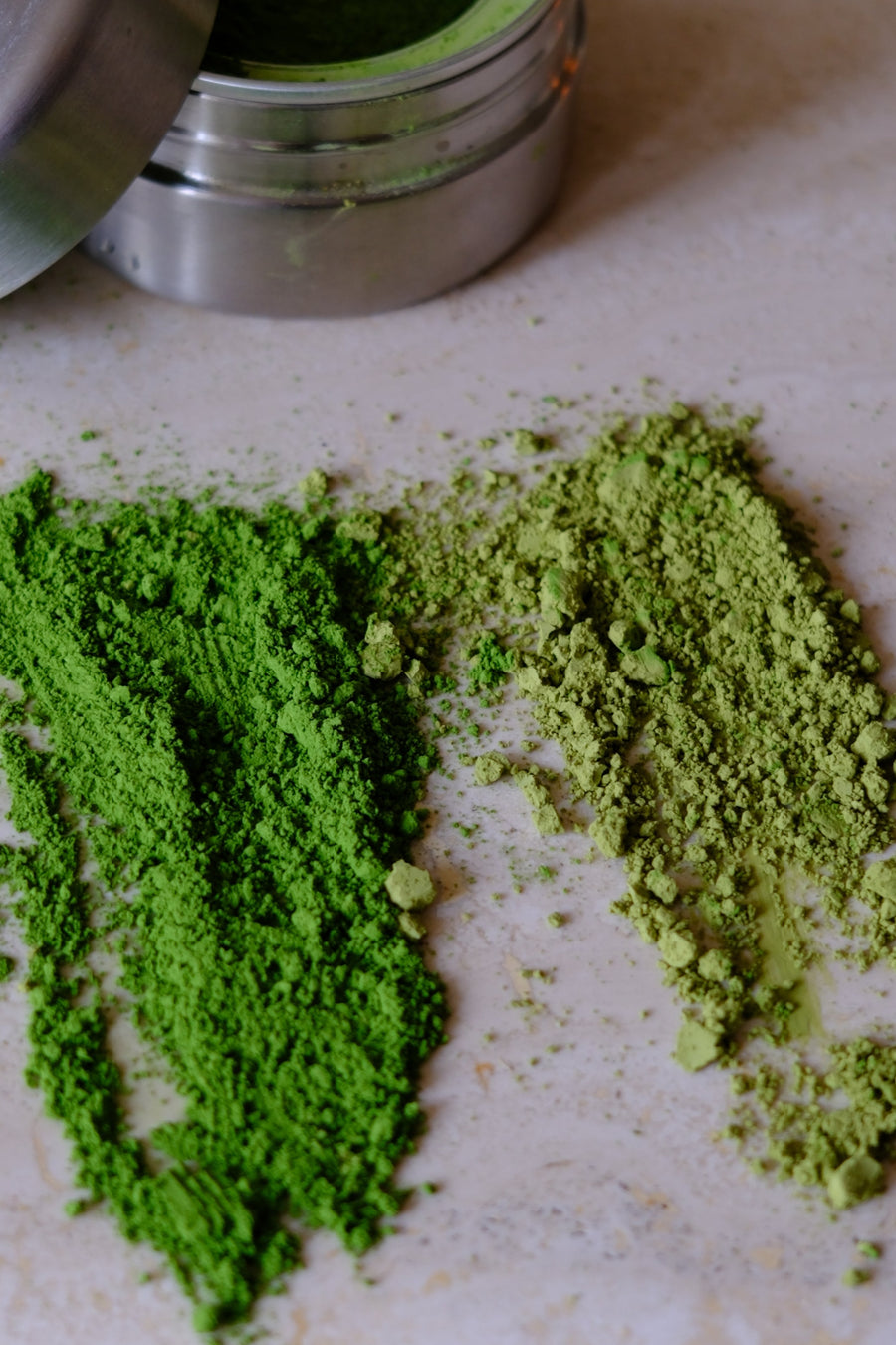 Whisking vivid green matcha